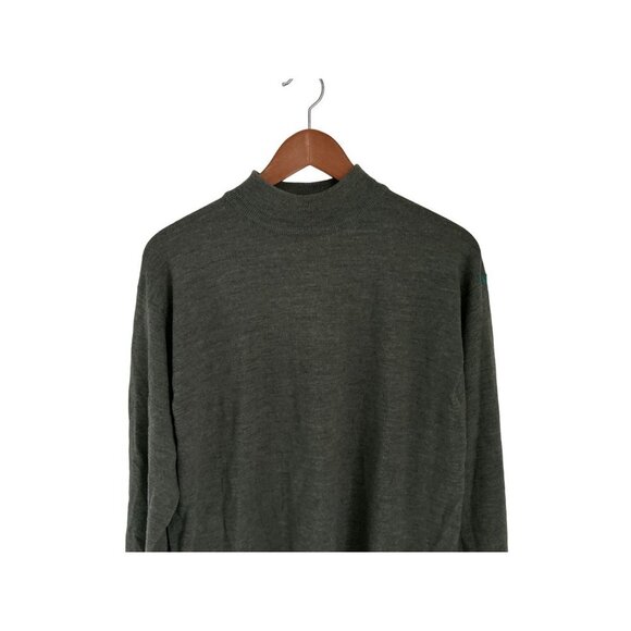 Metropolitan View Sweater Green Knit Italian Wool High Neck Pullover Size Large - Picture 9 of 9